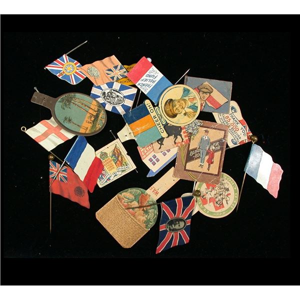Lot of 20 WWI Patriotic Pins, including 5 Canadian