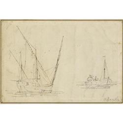Nicolas Marie Ozanne, Ink on paper, Boat Sketch