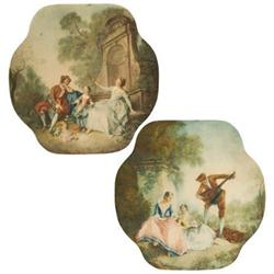 After Nicolas Lancret, Hand colored prints, pair