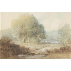 Ascribed to Theodore Rousseau, Pastel/watercolor