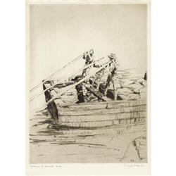 Philip Kappel, Etching, Boatmen at Jacmel
