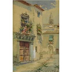 Enrique Marin, Watercolor on paper Toledo Street