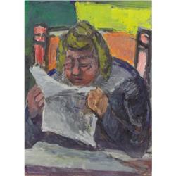 Benjamin Kopman, Gouache on paper, Lady Reading