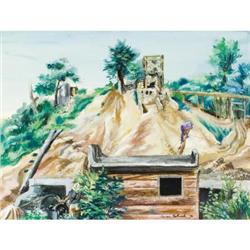 Aaron Bohrod, Watercolor on paper, Coal Mine