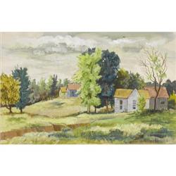 Bror Utter, Watercolor on paper, Old Farm House