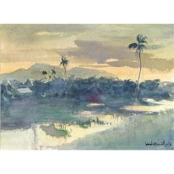 Sandor Bernath, Watercolor and pencil, Sunset