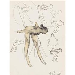 Frank Gallo, Ink and wash on paper, Study