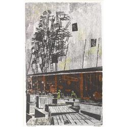 Antonio Frasconi, Color woodcut, Cargo waiting
