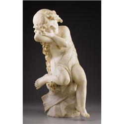 A. Cipriani, Marble, Young Girl with Flowers