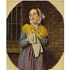 Image 1 : 19th Century, Oil on panel, Woman with Shawl