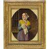 Image 3 : 19th Century, Oil on panel, Woman with Shawl