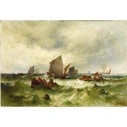 Theodor Alexander Weber, Oil on canvas, Boats