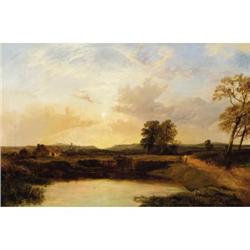 George Shalders, Oil on canvas, On the River