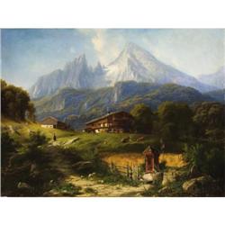Willibald Wex, Oil on canvas, An Alpine Farm