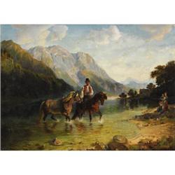 Anna Zellerin, Oil on canvas, Fording a River