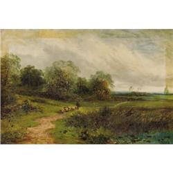 H.W. Reed, Oil on canvas, Herding the Sheep