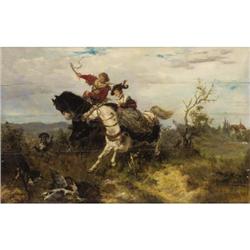 Wilhelm Carl Rauber, Oil on wood panel, The Hunt