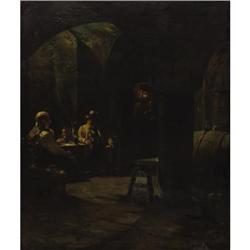 Anders Montan, Oil on canvas, In the Winecellar