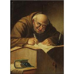 Carl Schleicher, Oil on panel, The Scribe