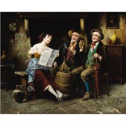 Lajos Kolozsvary, Oil on canvas, Village Taverna