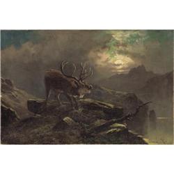 Clarence Roe, Oil on canvas, Bellowing Elk