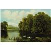 Image 1 : William Langley, Oil on canvas, Swans on River
