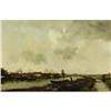Image 1 : Dutch School, Oil on canvas, River Docks