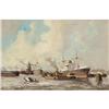 Image 1 : JH Petary, Oil on canvas, Ships at the Docks