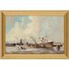 Image 4 : JH Petary, Oil on canvas, Ships at the Docks