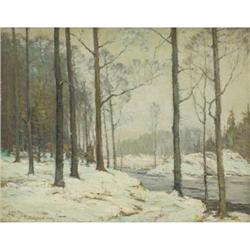 Frank W. Loven, Oil on canvas, Forest in March