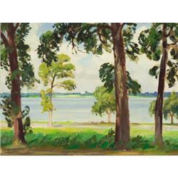 Olin Travis, Oil on canvas board, White Rock