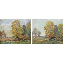 Thomas John Mitchell, Oil on board, Pair