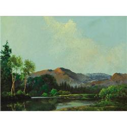 A.D. Greer, Oil on masonite, Mountain Lake