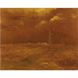Carl J. Smith, Oil on masonite, Cows Grazing