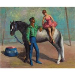 Leslie Larsson, Oil on masonite, Circus