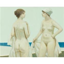 Andre Gisson, Oil on canvas, The Nude Bathers