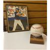 Image 1 : Hank Aaron & Eddie Murray Signed Baseball (No COA) w/ Picture Frame
