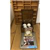 Image 1 : Commemorative Balls w/Antique Box & Print Tray