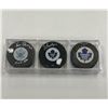 Image 1 : Three Signed Hockey Pucks (Fern Flaman, Pat Boutette,