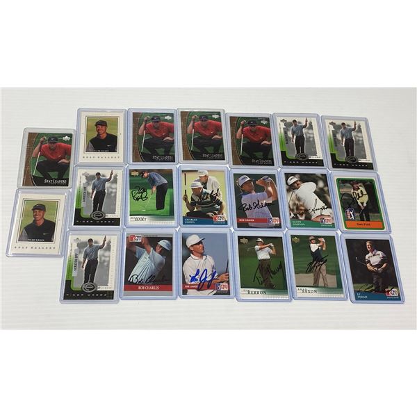 Lot of Golf Cards (10 x Tiger Woods not signed and 10 assorted cards with signatures).