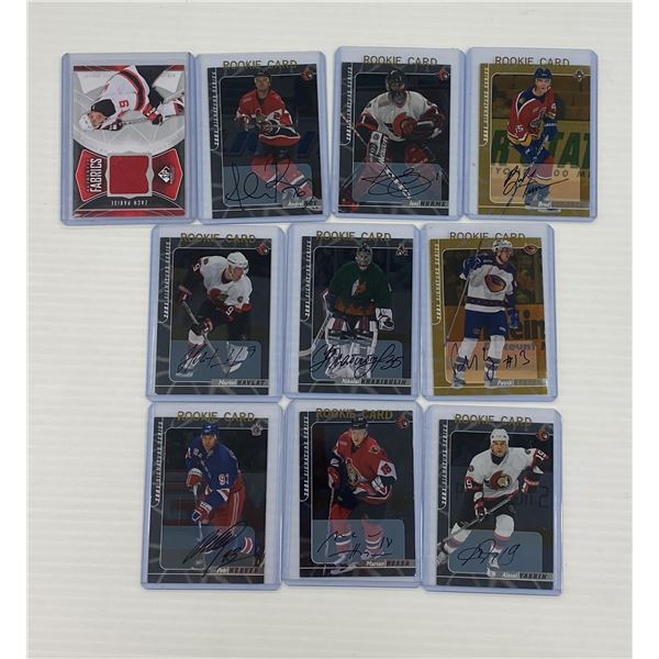 Lot of 9 Signed NHL Hockey Cards Plus One Jersey Patch Card