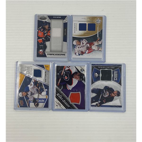 Lot of 5 NHL Jersey Patch Hockey Cards