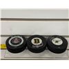 Image 1 : Three Signed Hockey Pucks (Esposito, Belfour...)