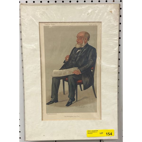 Vanity Fair Cartoon Spy" The Birmingham Daily Post" w/COA