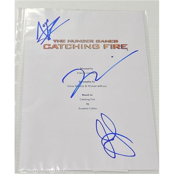 Hunger Games Catching Fire Script Cover Signed 12x8" w/COA (Liam Hemsworth, Jennifer Lawrence, Josh 