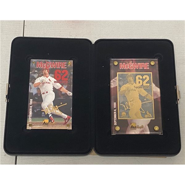 Set of 2 Mark McGwire Gold Commemorative Cards (Gold Signature Card, Gold Metal Card) w/COA