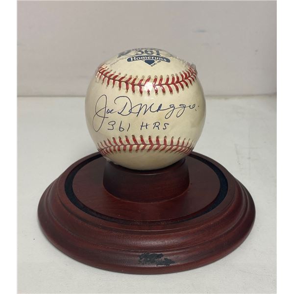 Joe DiMaggio Signed Baseball w/COA and Stand