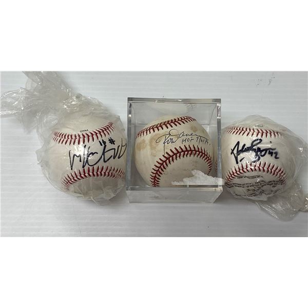 Lot of 3 Signed Baseballs (Rod Carew HOF '91 and Two Unknown Signatures)