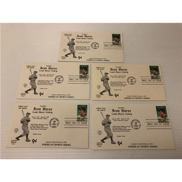 Group of 4 highly collectible Louis Henry Gehrig post stamps