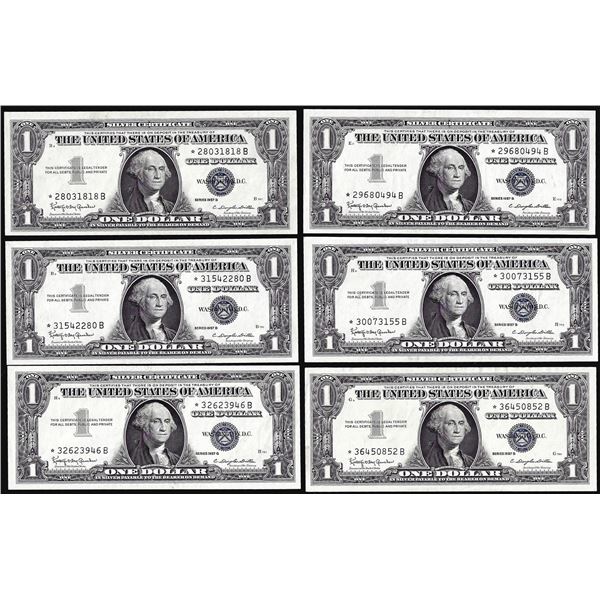 Lot of (6) Uncirculated 1957B $1 Silver Certificate Star Notes